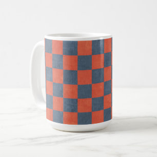 Denim Style Red and Blue Square Art Cup Mug