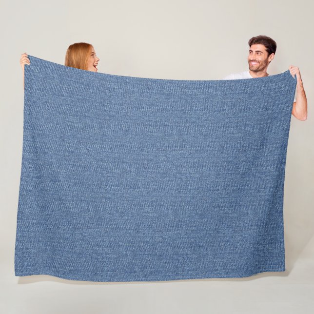 DENIM TEXTURE BLUE STYLE PATTERN FLEECE BLANKET (In Situ)