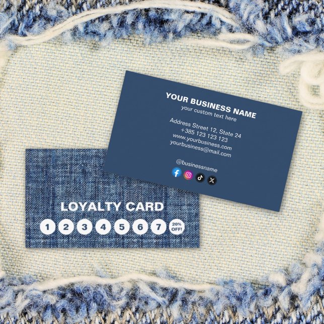 Denim Texture Modern Loyalty Card  (Creator Uploaded)
