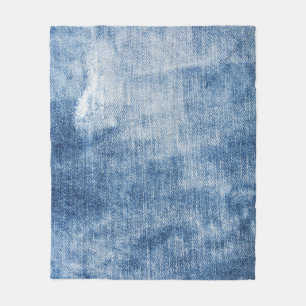Denim Texture: Rugged Holes. Fleece Blanket