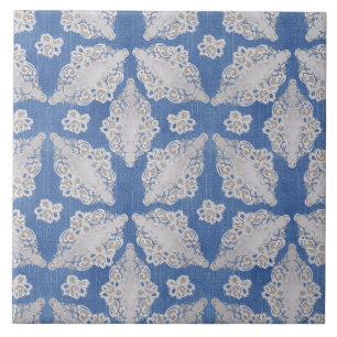 Denim texture with Lace Repeat Pattern Tile