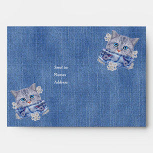 Denim Textured - Lace and Kittens Envelope