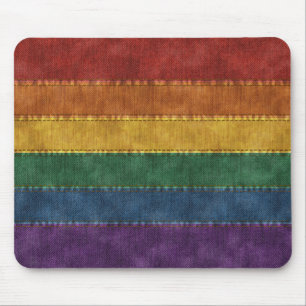 Denim Textured Seamless LGBTQ Pride Rainbow Flag Mouse Pad