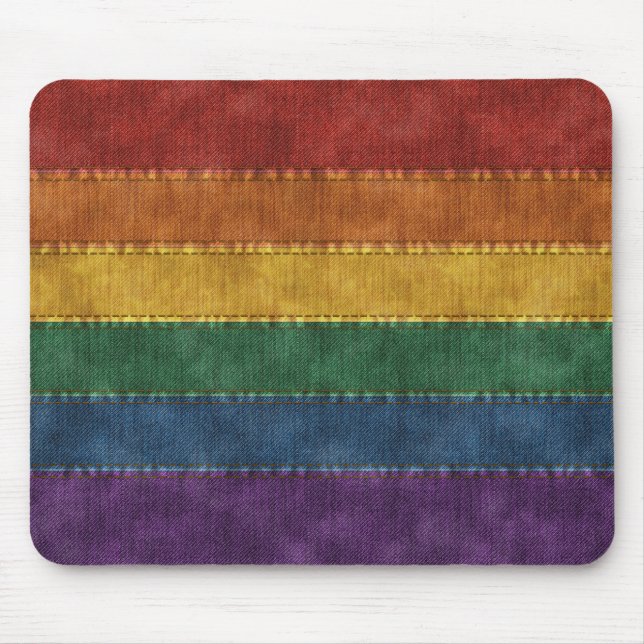  Denim Textured Seamless LGBTQ Pride Rainbow Flag  Mouse Pad (Front)