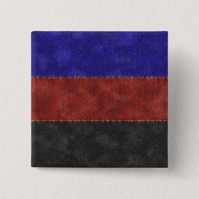 Denim Textured Seamless Polyamory Pride Flag  2 Inch Square Button (Front)
