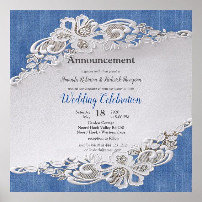 Denim Textured with Lace Poster (Front)