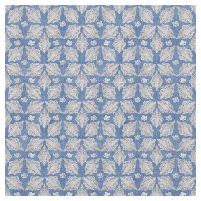 Denim textured with lace Seamless Repeats Fabric (Close Up)