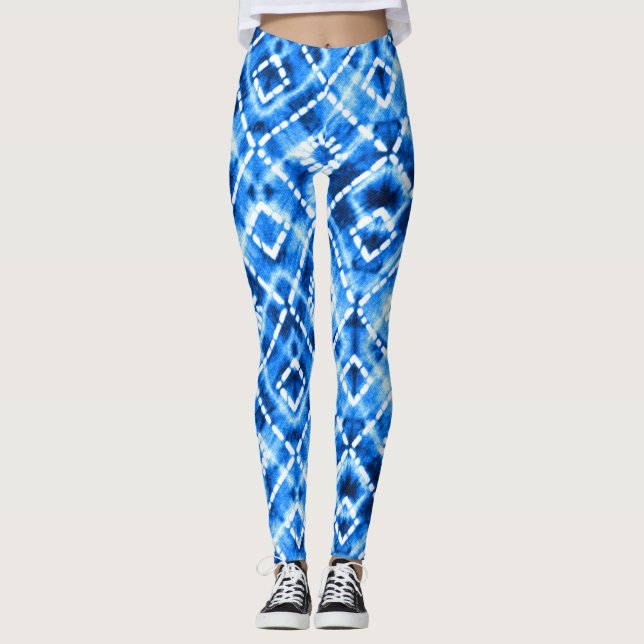 Denim Tie Dye Texture: Modern Elegance. Leggings (Front)