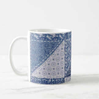 Denim Triangle Patchwork Vintage Texture. Coffee Mug