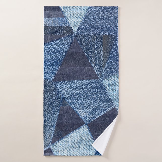 Denim Urban: Distressed Striped Patchwork. Bath Towel (Bath Towel)
