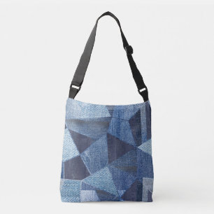Denim Urban: Distressed Striped Patchwork. Crossbody Bag