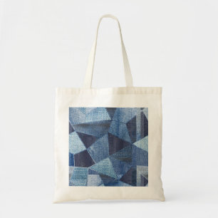 Denim Urban: Distressed Striped Patchwork. Tote Bag