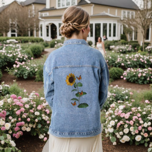 Denim Veste Floral Papillon Tournesol