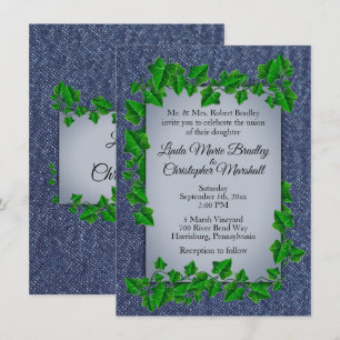 Denim Vines Wedding Invitation  4.5" x 6.25"