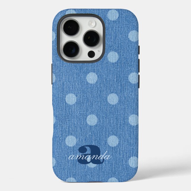 Denim Washed Polka Dot Case-Mate iPhone Case (Back)