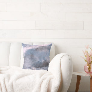 Denim water mist design throw pillow