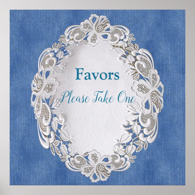 Denim with Cream Flower Lace Poster (Front)