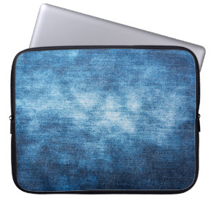 Denim worn fabric texture for background. Jeans Laptop Sleeve