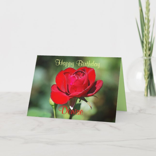 Denise Bonne Carte Rouge Rose Anniversaire (Devant)