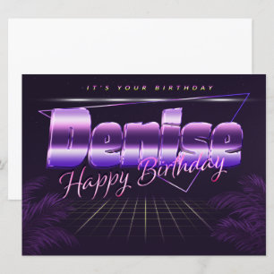Denise Name First name lila retro Map Birthday Card