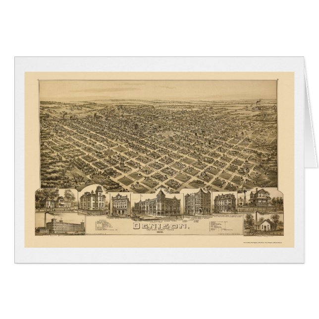 Denison, carte panoramique de TX - 1891 (Devant horizontal)