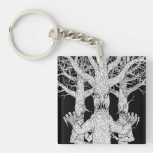 Denizens of the Diabolic Wood Weird Horror Art Keychain