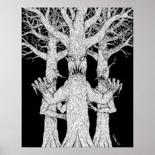 Denizens of the Diabolic Wood Weird Horror Art Poster