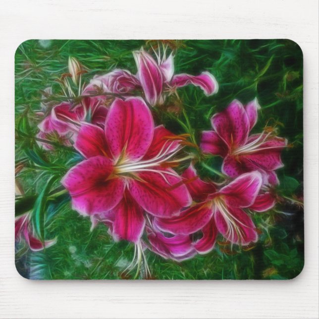 Denman Island Lilies Floral Painting Art Mouse Pad (Front)