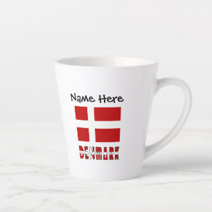 Denmark and Danish Flag Personalized  Latte Mug