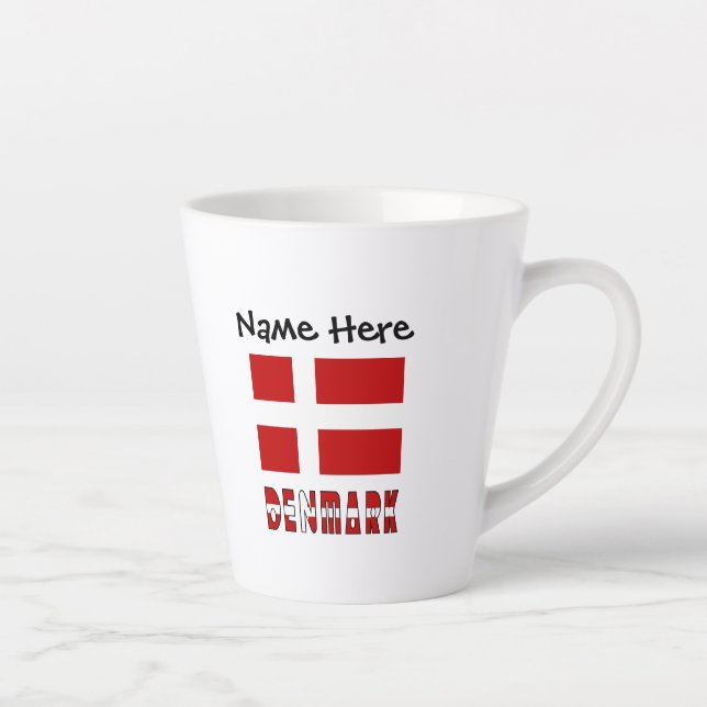 Denmark and Danish Flag Personalized  Latte Mug (Right)