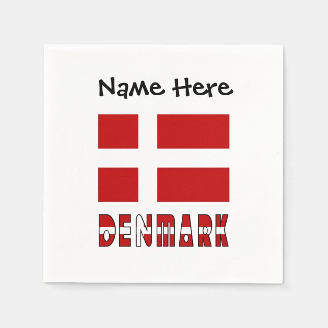 Denmark and Danish Flag Personalized  Napkin (Front)