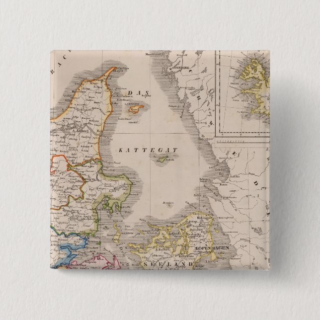 Denmark and Germany 2 Inch Square Button (Front)