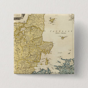 Denmark Atlas Map 2 Inch Square Button