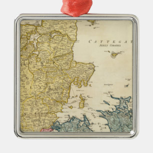 Denmark Atlas Map Metal Ornament