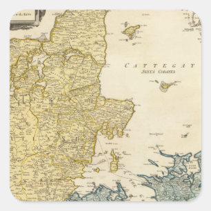 Denmark Atlas Map Square Sticker