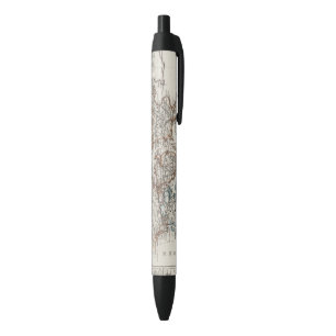 Denmark Atlas Map with 5 inset maps Black Ink Pen