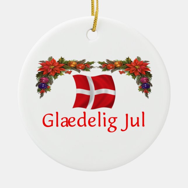 Denmark Christmas Ceramic Ornament (Front)