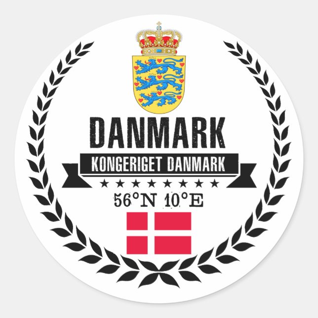 Denmark Classic Round Sticker (Front)