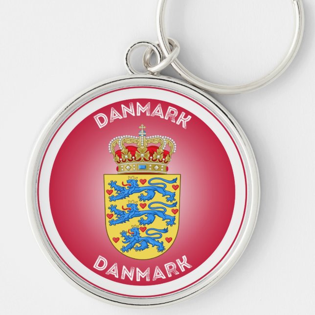 Denmark Coat of Arms Circle Shape  Keychain (Front)