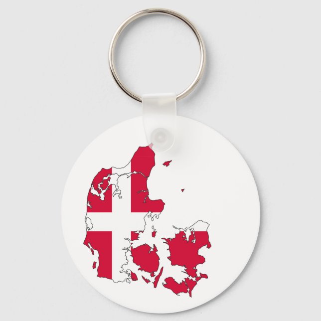 denmark country flag map shape danish keychain (Front)