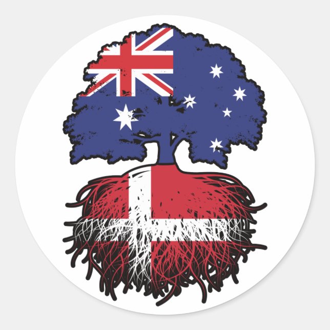 Denmark Danish Australian Australia Tree Roots Classic Round Sticker (Front)