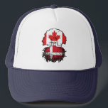Denmark Danish Canadian Canada Tree Roots Flag Trucker Hat<br><div class="desc">Show your pride in your Danish heritage and Canadian identity. Your nationality is binational or one of your parents is from Denmark or Canada? Show your roots.</div>