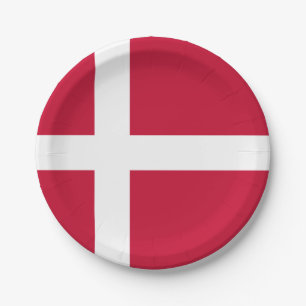 Denmark (Danish) Flag Paper Plate