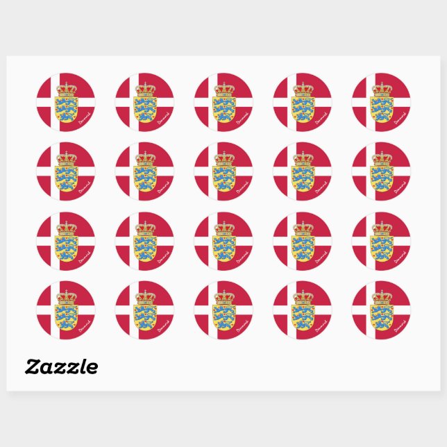 Denmark & Danish flag patriots, holiday / sports Classic Round Sticker (Sheet)