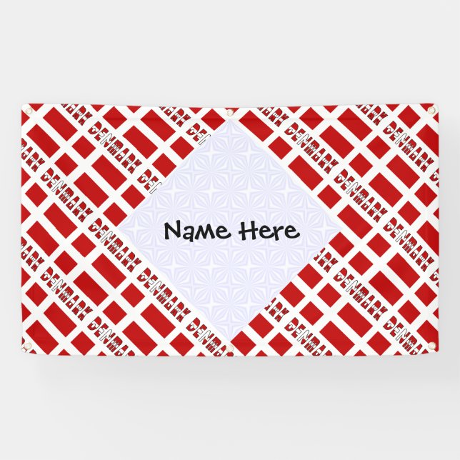 Denmark Danish Flag Tiled Personalized  Banner (Horizontal)