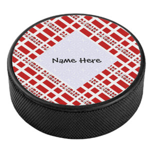 Denmark Dannebrog Tiled Personalized Hockey Puck