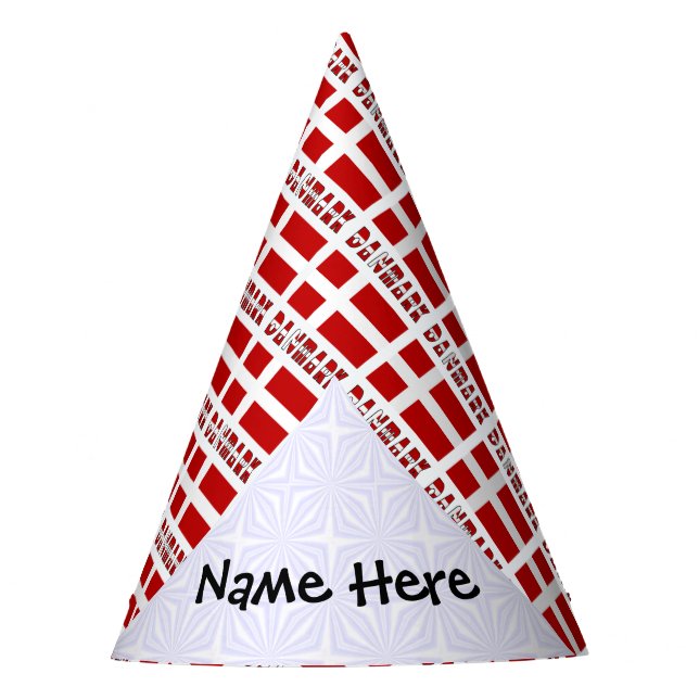 Denmark Dannebrog Tiled Personalized  Party Hat (Front)