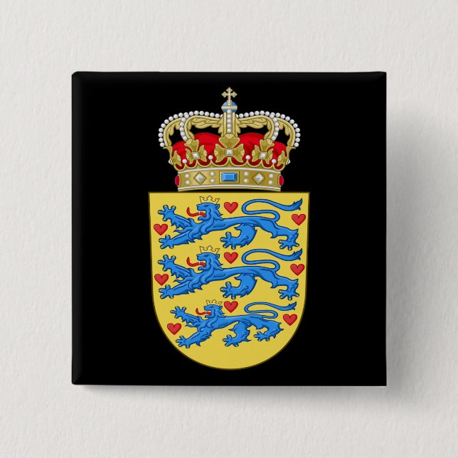 denmark emblem 2 inch square button (Front)