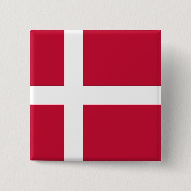 Denmark Flag 2 Inch Square Button (Front)