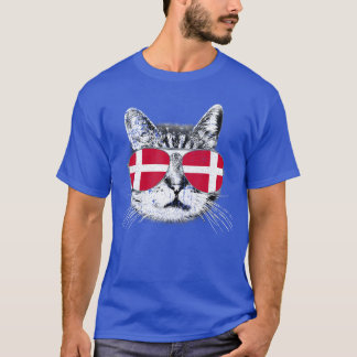 Denmark Flag Danish Cat Sunglasses Funny Men Women T-Shirt